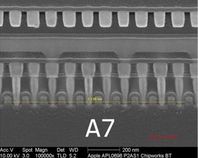 显微镜下的苹果a7处理器 景通仪器厂